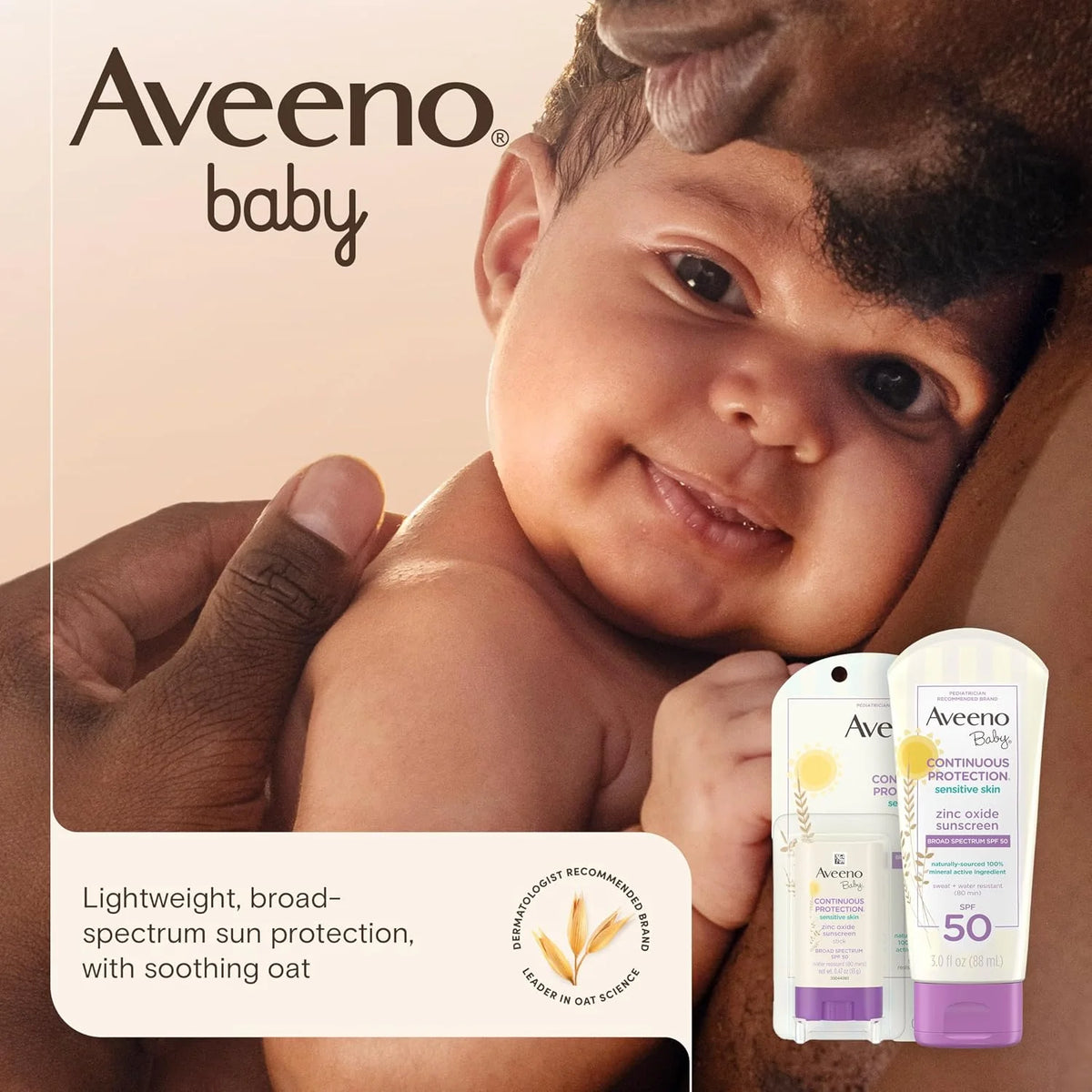 Aveeno Baby Continuous Protection Mineral Sunscreen Lotion SPF 50, 7 Fl Oz (Pack of 12)