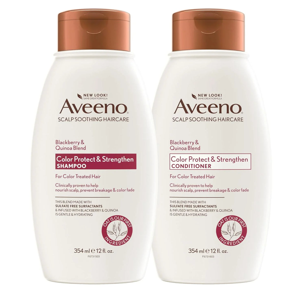 Aveeno Color Protect & Strengthen+ Blackberry & Quinoa Conditioner and Shampoo Set - Fresh Scent, 12 Fl Oz Each