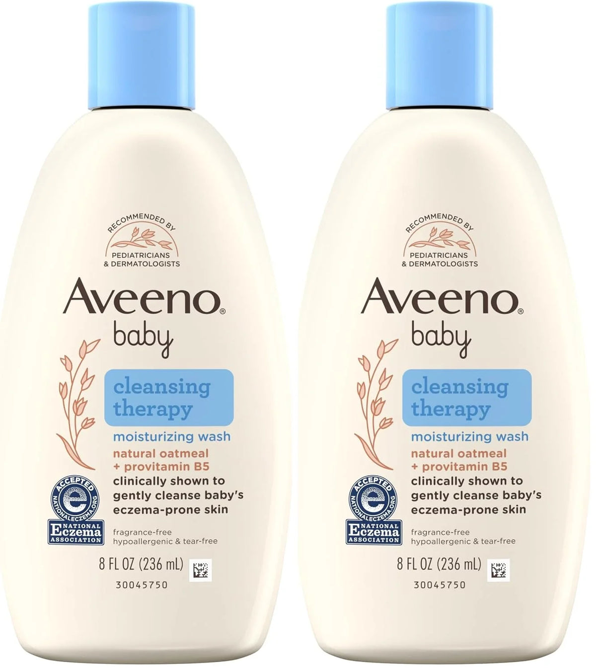 Aveeno Baby Cleansing Therapy Moisturizing Baby Body Wash with Natural Oatmeal & ProVitamin B5, Gentle Tear-Free Baby-Bath Wash for Sensitive & Eczema-Prone Skin, Hypoallergenic, 8 oz (Pack of 2)