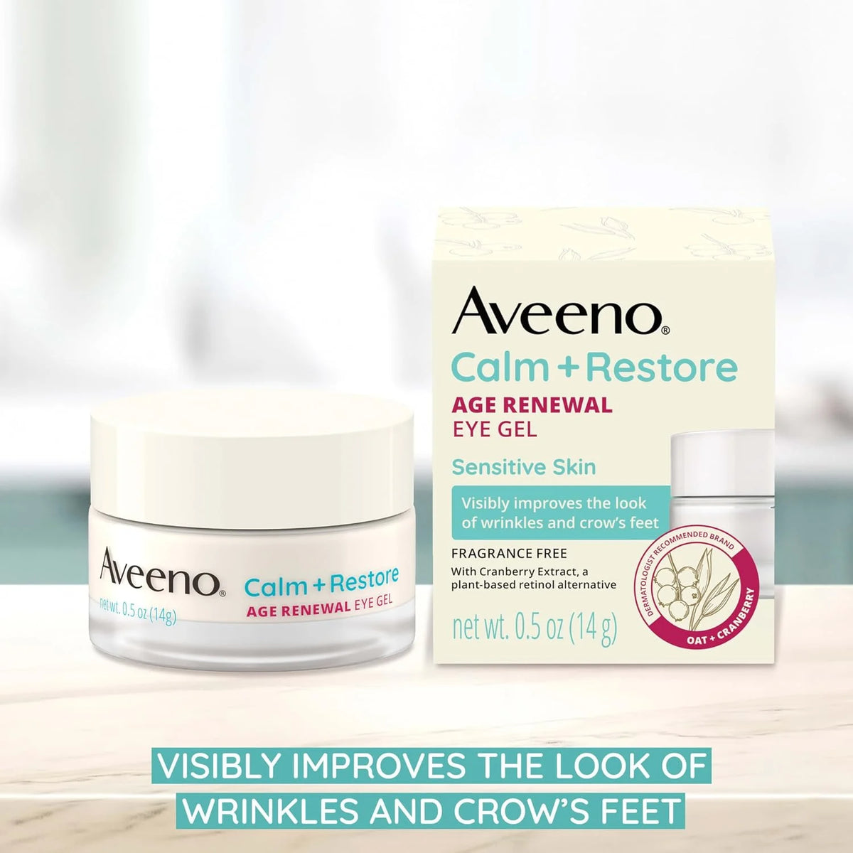 Aveeno Calm + Restore Age Renewal Eye Gel, Fragrance Free, 0.5 oz