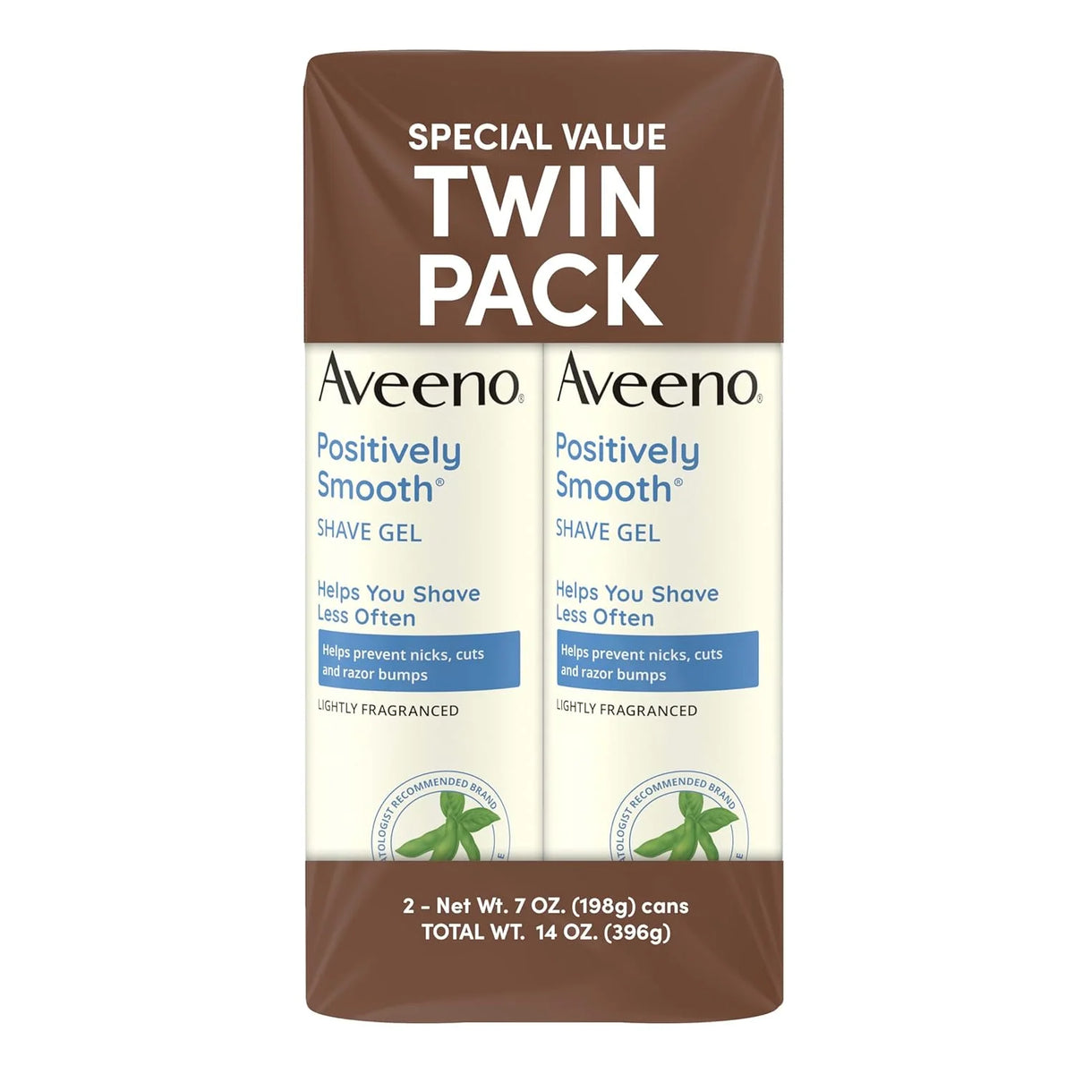 Aveeno Positively Smooth Moisturizing Shave Gel, Twin Pack, 2 x 7 oz