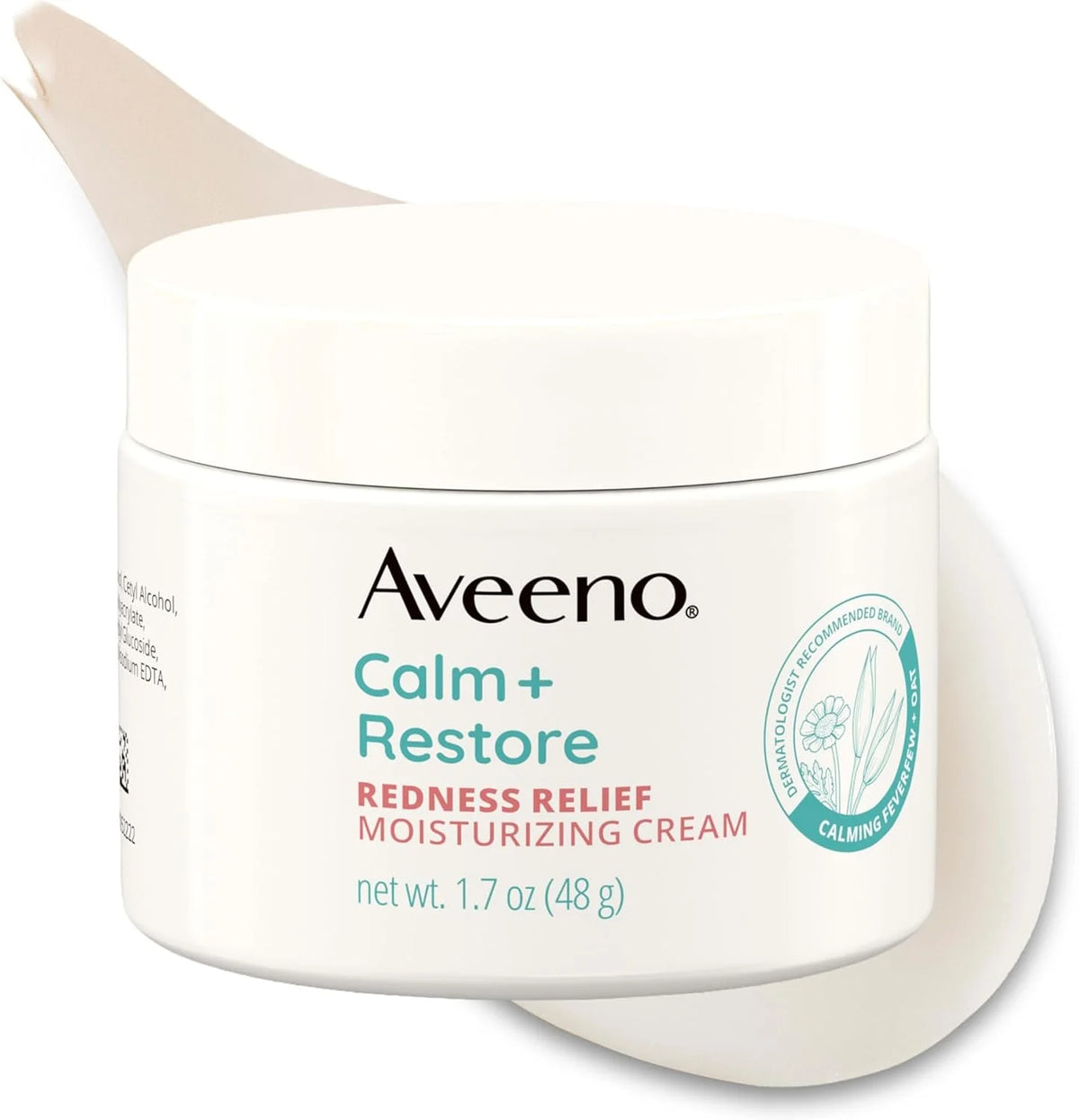 Aveeno Calm + Restore Facial Moisturizer Face Cream for Redness Relief, Non-Comedogenic, Ceramide & Vitamin B5, Hydrating for Dry, Sensitive Skin, Hypoallergenic, Fragrance-Free, 1.7 oz (Pack of 12)