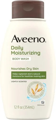 Aveeno Daily Moisturizing Body Wash with Soothing Oat, Creamy Shower Gel, Soap-Free and Dye-Free, Light Fragrance, 12 fl. oz