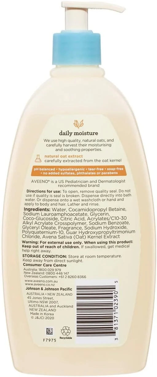 Aveeno Baby Wash and Shampoo, Lightly Scented, 18 Fluid Ounce, (Pack of 2)