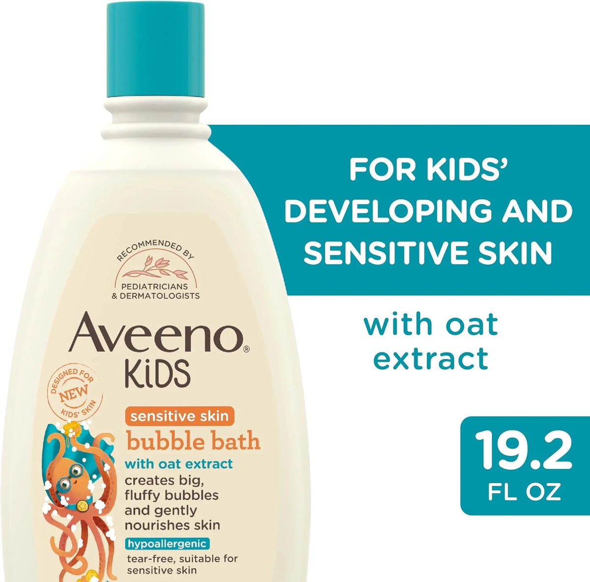 Aveeno Kids Bubble Bath, Sensitive Skin, 19.2 fl. oz, 19.2 Fl Oz (Pack of 12)