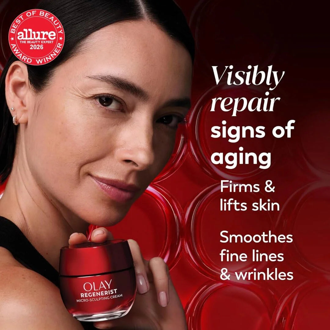 Olay Face Moisturizer, Regenerist Micro-Sculpting Facial Cream for Women - Anti-Aging, Anti-Wrinkle, Firming Skin Care - Triple Collagen Cream, Peptide Moisturizer, Hyaluronic Acid, Niacinamide, 1.7oz