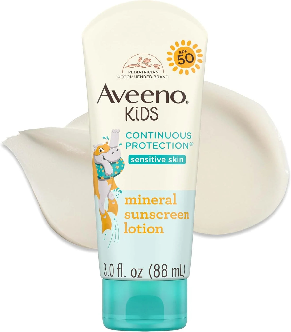 Aveeno Kids Sunscreen Lotion, Broad Spectrum, SPF 50, 3 Fl Oz (Pack of 12)