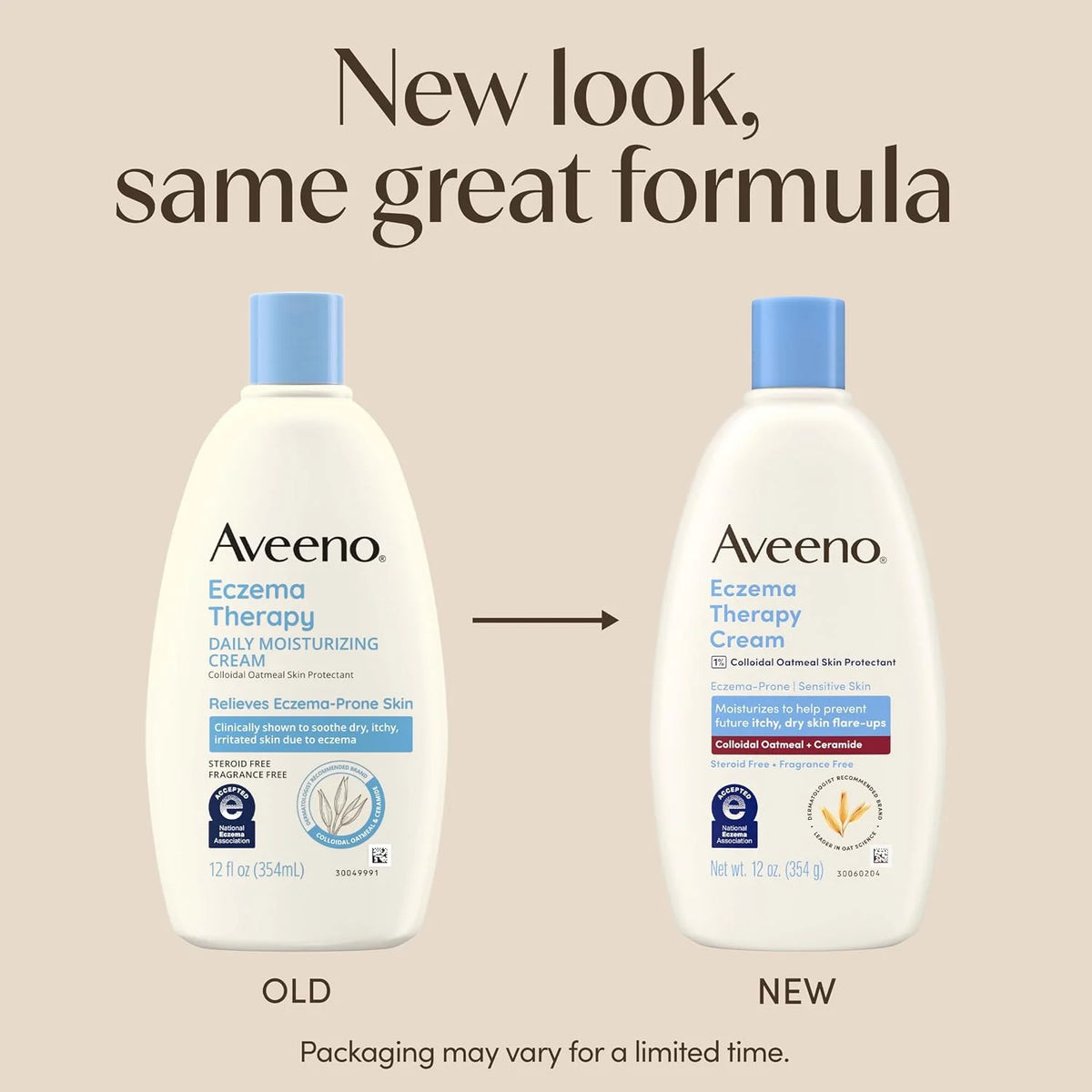 Aveeno Eczema Therapy Daily Moisturizing Body Cream for Sensitive Skin,Soothing Eczema Cream for Dry & Itchy Skin Relief, Colloidal Oatmeal & Ceramide, Steroid- & Fragrance-Free, 12 Fl Oz (Pack of 12)