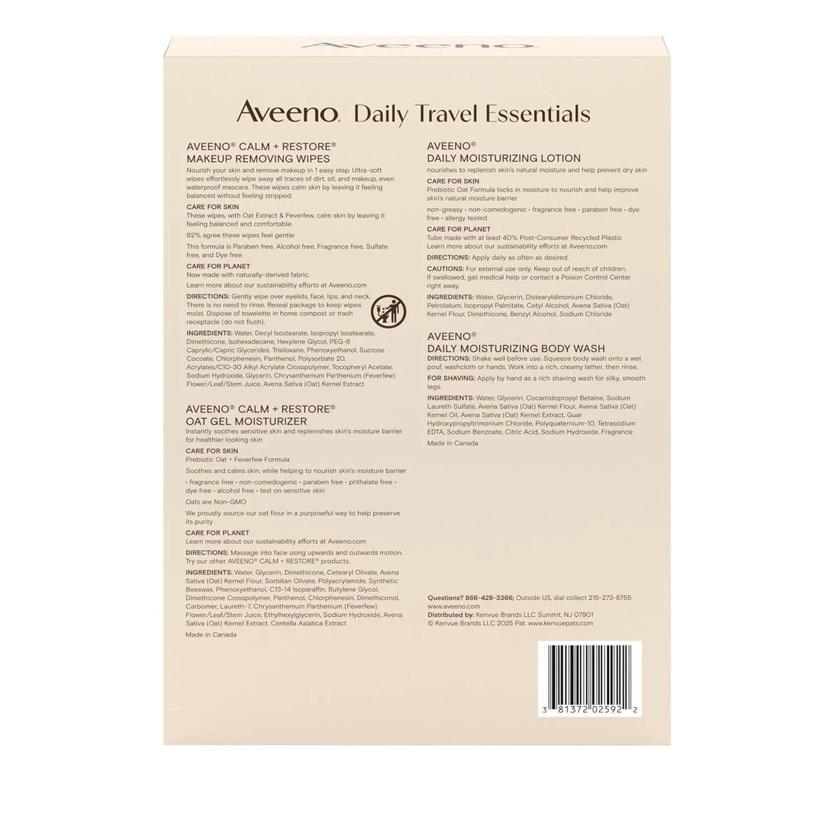 Aveeno Daily Travel Essentials Gift Set, 4 items
