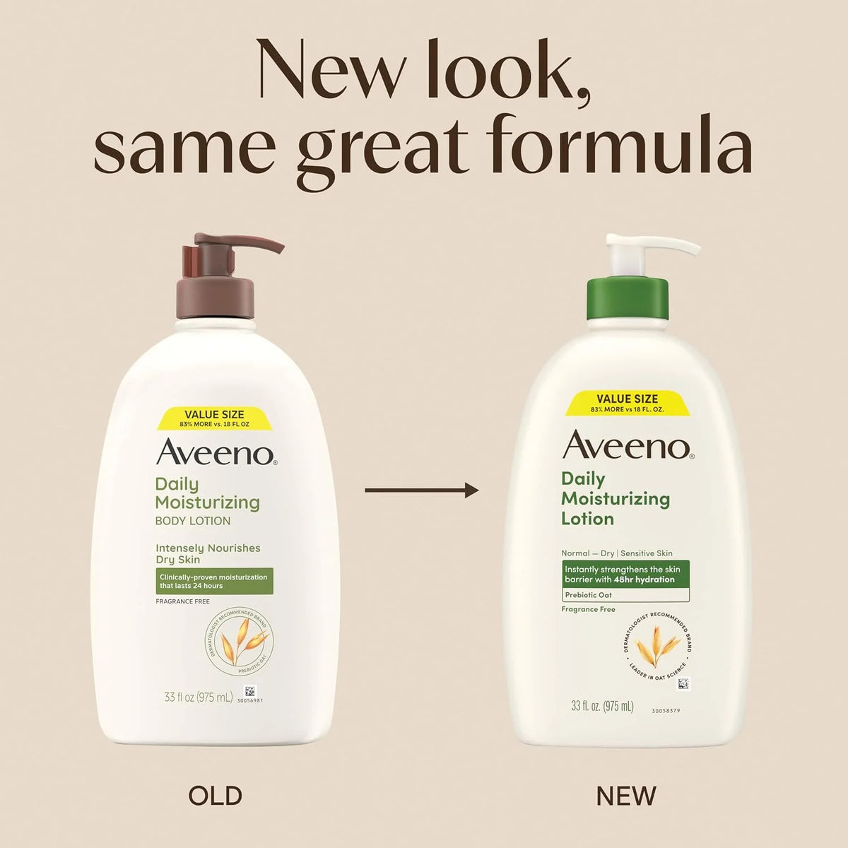 Aveeno Daily Moisturizing Body Lotion with Soothing Prebiotic Oat,Gentle Lotion for Women&Men Nourishes Dry Skin,Paraben-Dye-&Fragrance-Free,Non-Greasy,Non-Comedogenic,Value Size,33 Fl Oz (Pack of 6)