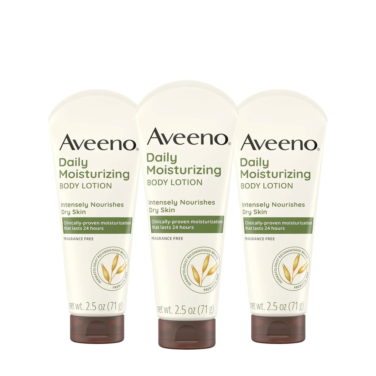 Aveeno Daily Moisturizing Body Lotion, Fragrance-Free, 2.5 fl. oz, 3 Pack