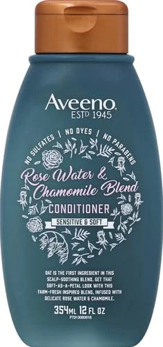 Aveeno Rose Water & Chamomile Conditioner for Dry Hair, Hydrating, 12 Fl Oz (Pack of 4)