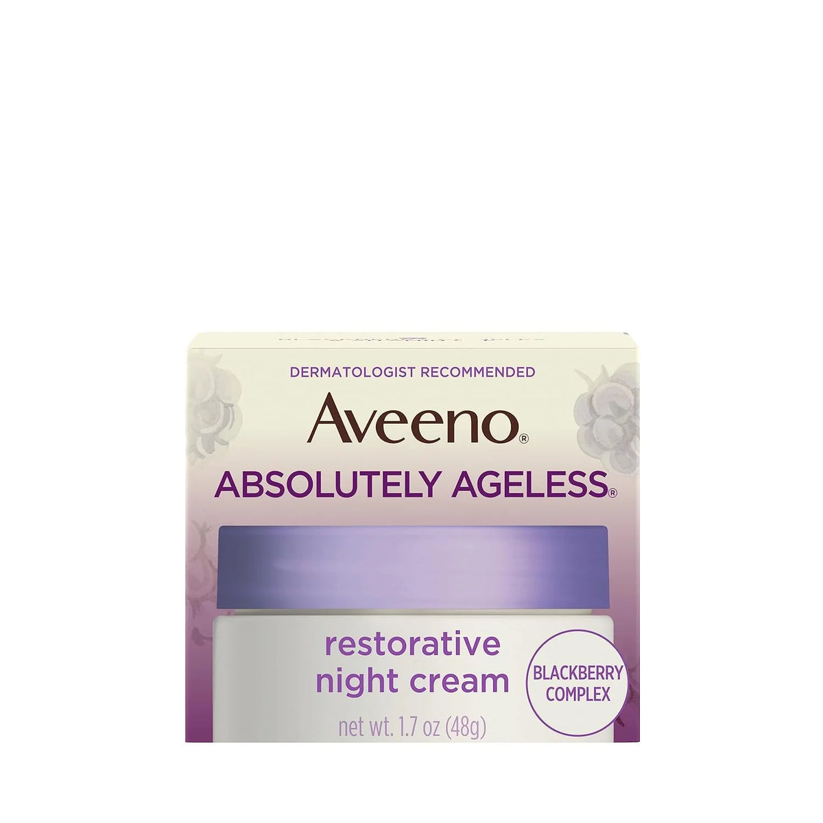 Aveeno Absolutely Ageless Restorative Night Cream Face & Neck Moisturizer with Antioxidant-Rich Blackberry Complex, Vitamin C & E, Hypoallergenic, Non-Greasy & Non-Comedogenic, 1.7 fl. oz