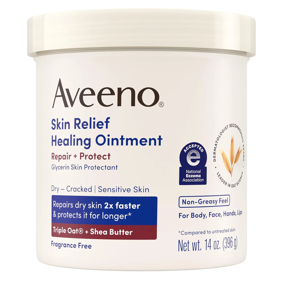 Aveeno Skin Relief Healing Ointment, Fragrance-Free, Jar 14 Ounce (Pack of 12)